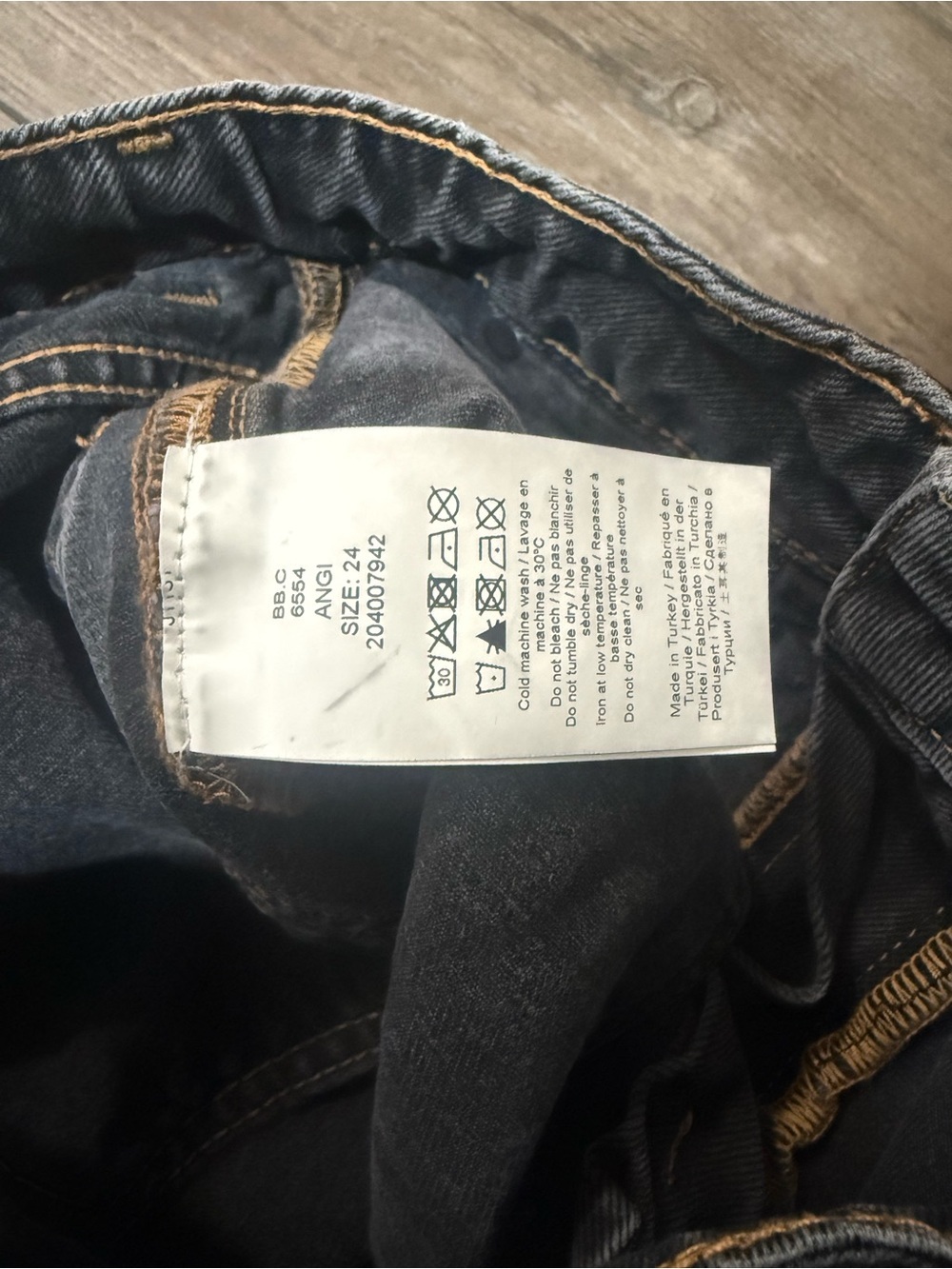 GANNI Washed Black Cargo Jeans Wide Leg Organic Cotton Womens Size 24 - Picture 6 of 9